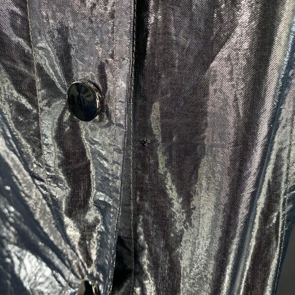 A.L.C. Size 4 Metallic Silver Cotton Blend Snaps Collarless Jacket - Picture 5 of 7